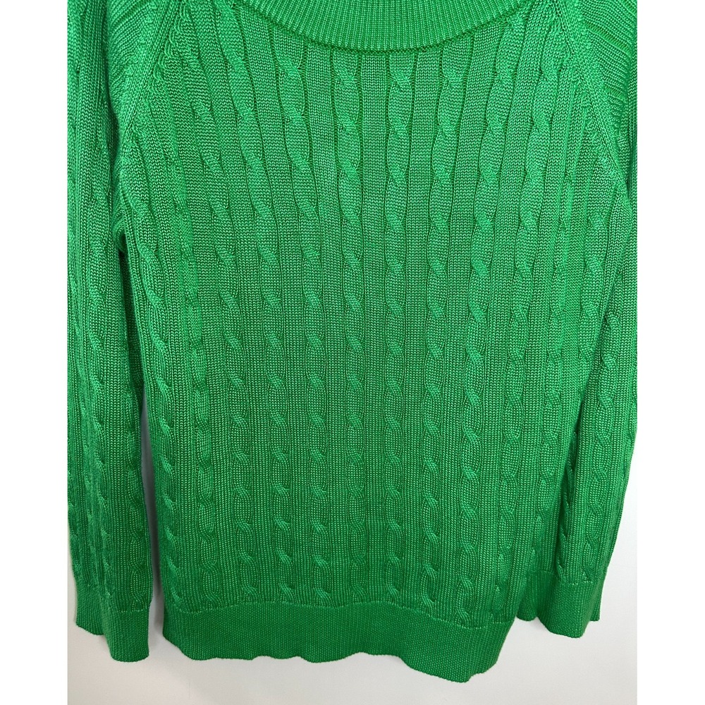 Lauren Ralph Lauren Cable Knit Wide Neck Cotton Blend Sweater XL Holiday Green - Picture 5 of 9